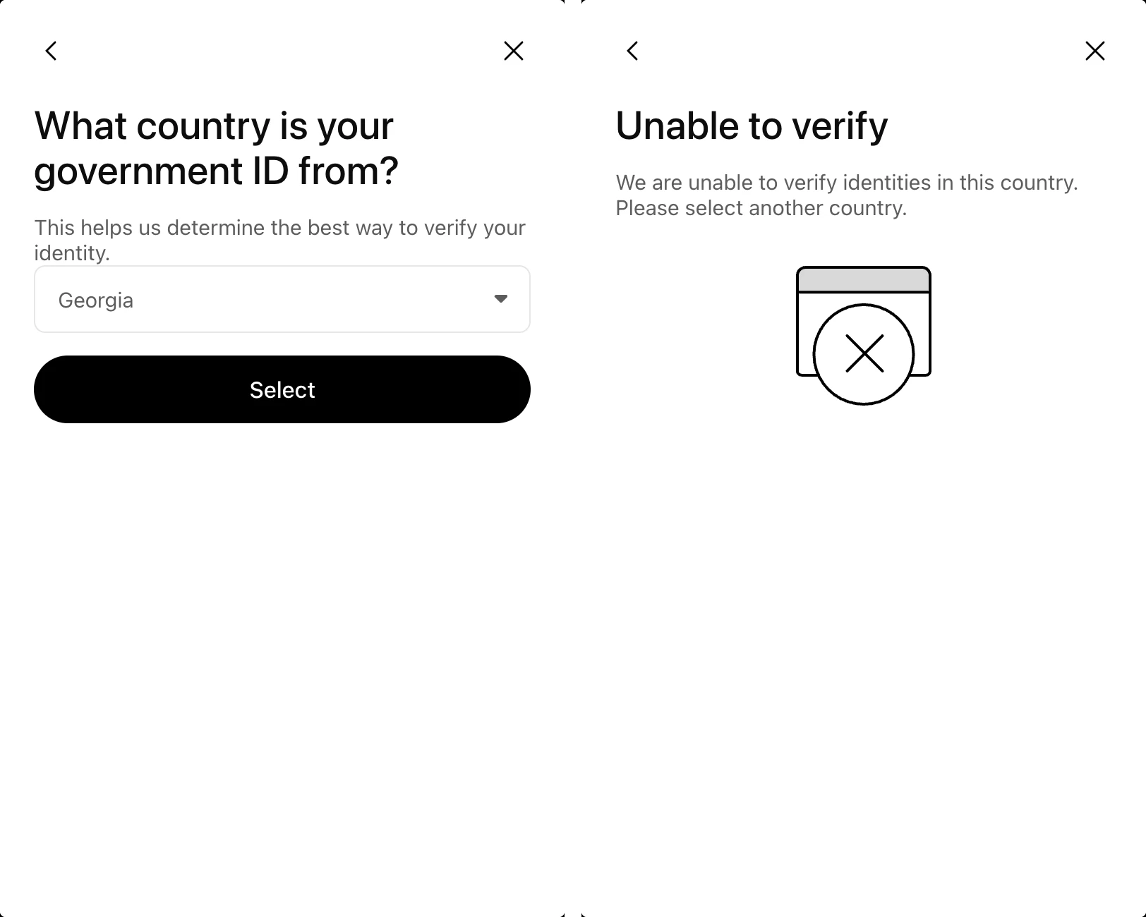 The Persona widget before and after selecting Georgia